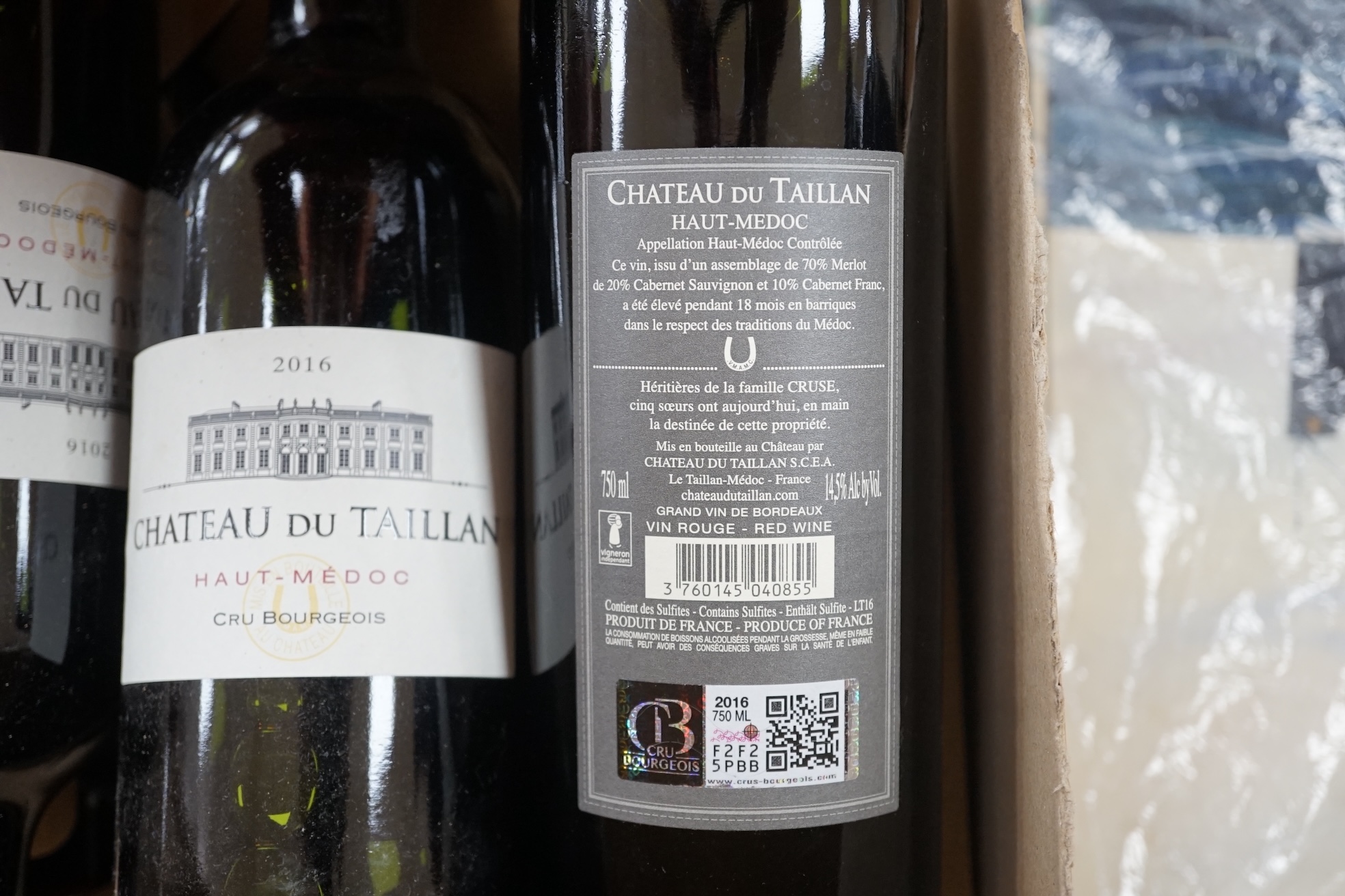 A case of six Chateau du Taillan 2016 Haut-Medoc, cru bourgeois. Condition - unknown storage